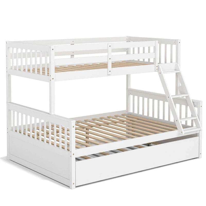 Twin Over Full Bunk Bed with Twin Trundle Convertible Platform
