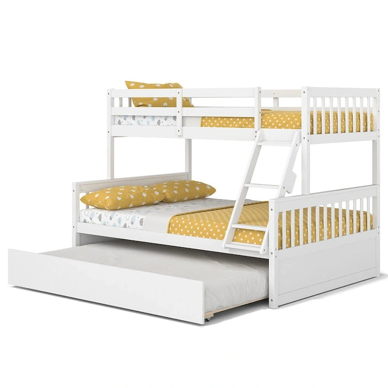 Twin Over Full Bunk Bed with Twin Trundle Convertible Platform