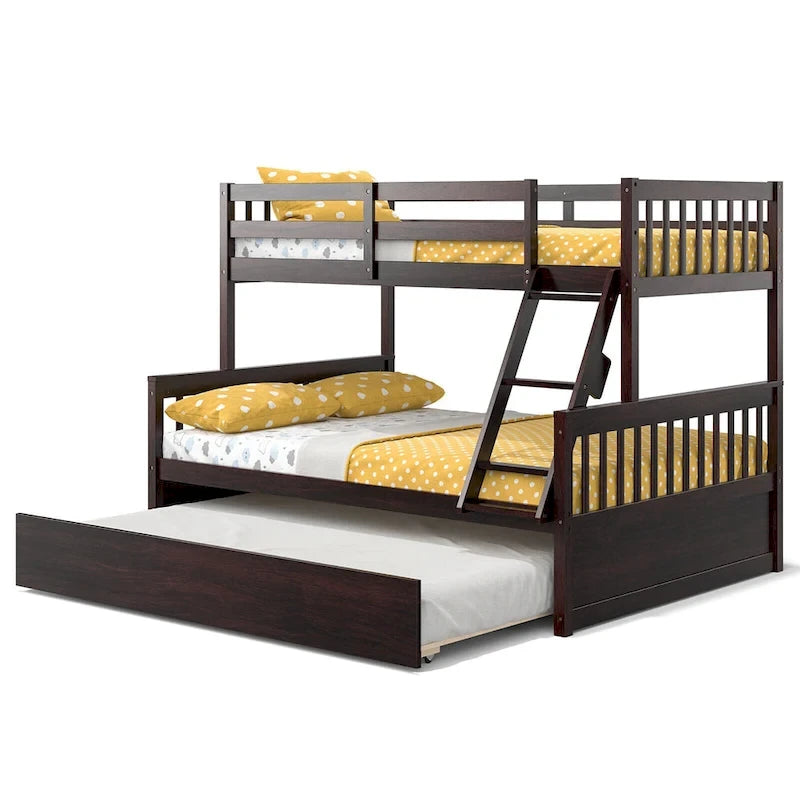 Twin Over Full Bunk Bed with Twin Trundle Convertible Platform