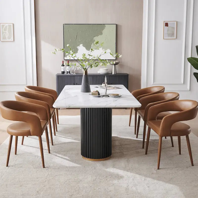Modern Fort PU Leather Upholstered Dining Chair (Set of 6)