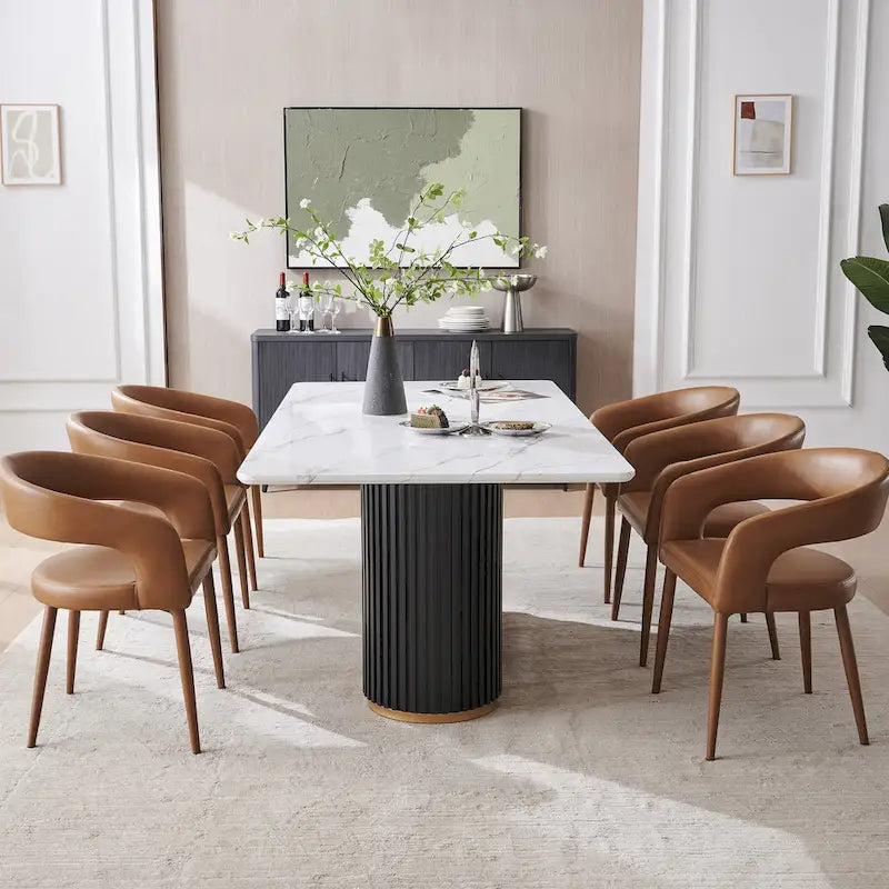 Modern Fort PU Leather Upholstered Dining Chair (Set of 6)
