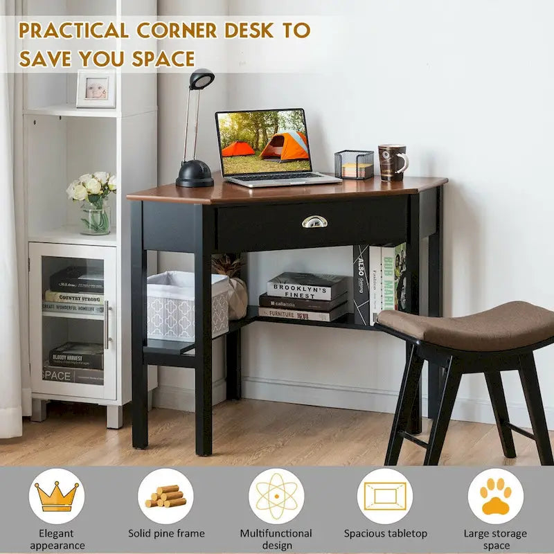 Corner Computer Desk Laptop Writing Table Workstation W/ Drawer