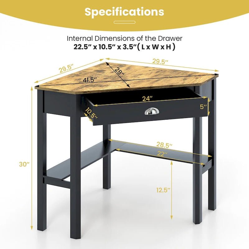 Corner Computer Desk Laptop Writing Table Workstation W/ Drawer