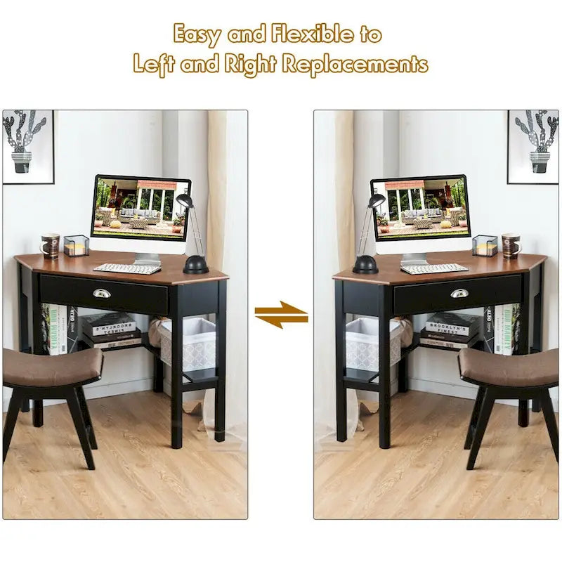 Corner Computer Desk Laptop Writing Table Workstation W/ Drawer