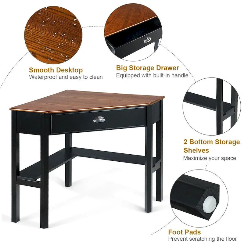 Corner Computer Desk Laptop Writing Table Workstation W/ Drawer