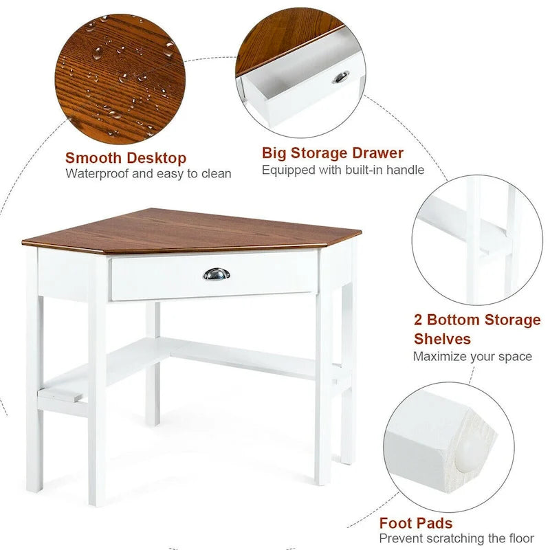 Corner Computer Desk Laptop Writing Table Workstation W/ Drawer