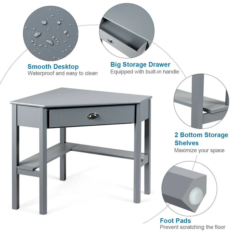 Corner Computer Desk Laptop Writing Table Workstation W/ Drawer