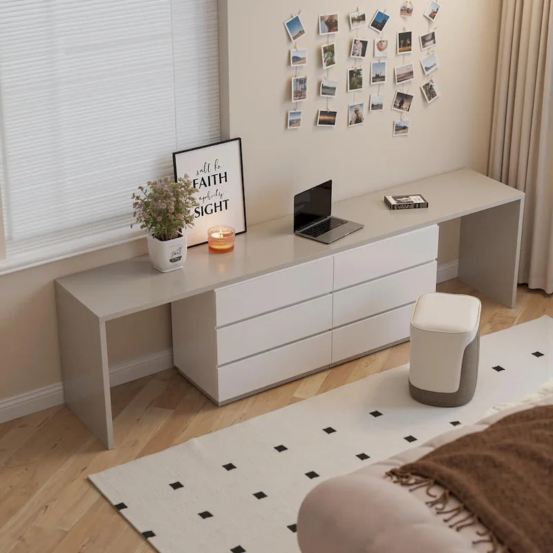 144.26 Home Office Expandable Dresser Desk With 6 Drawers