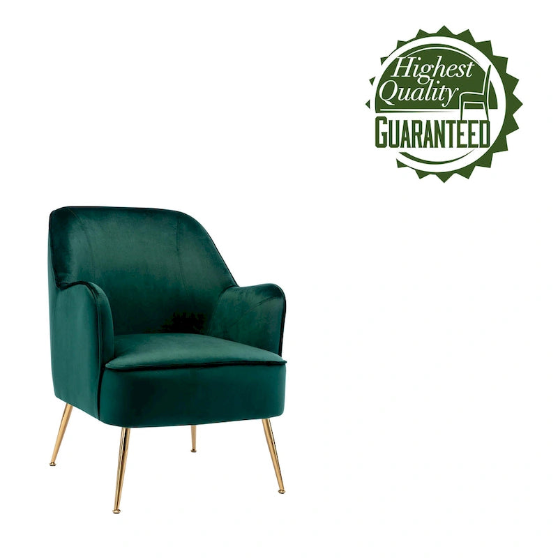Velvet Upholstered Accent Chair with Gold Chrome Legs