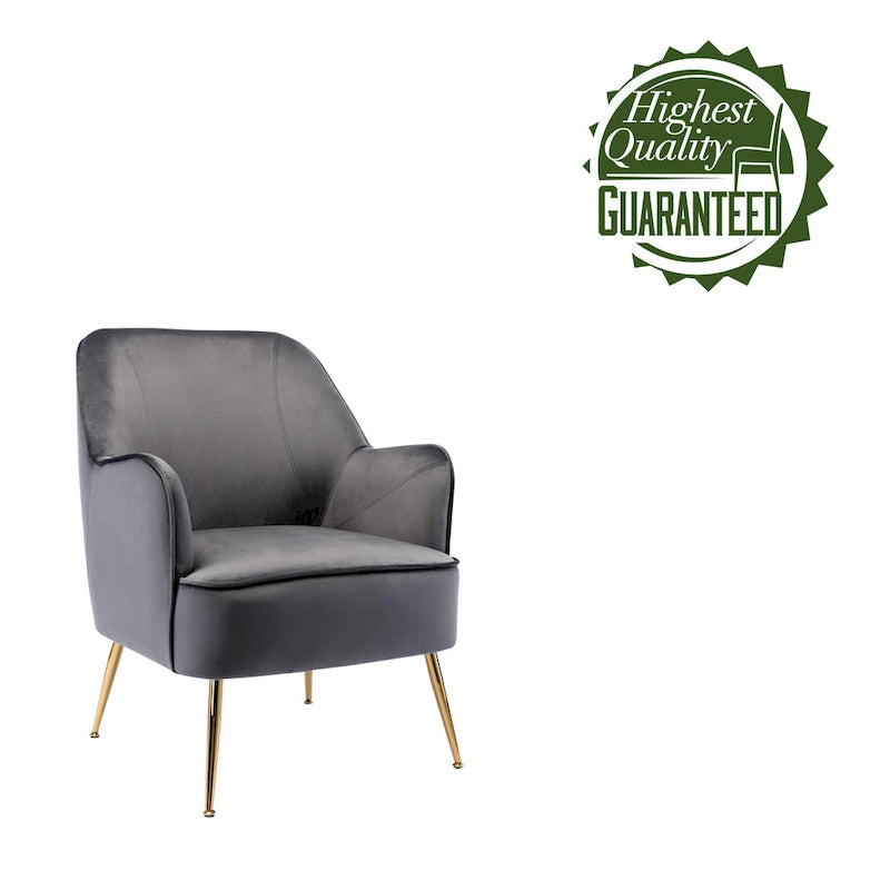 Velvet Upholstered Accent Chair with Gold Chrome Legs