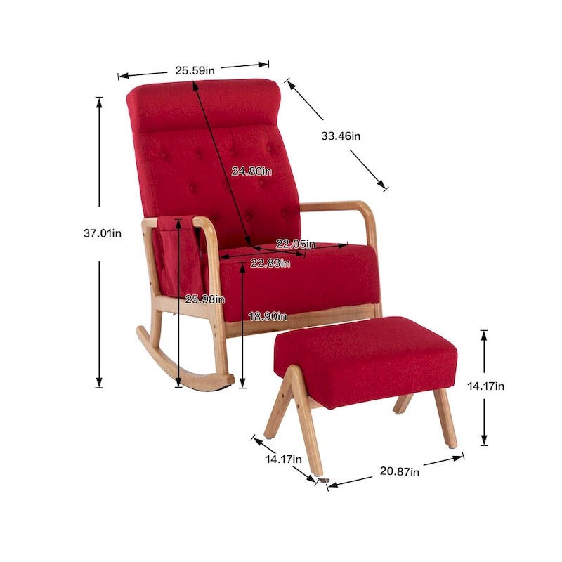 Rocking Armchair With Ottoman for Living Room