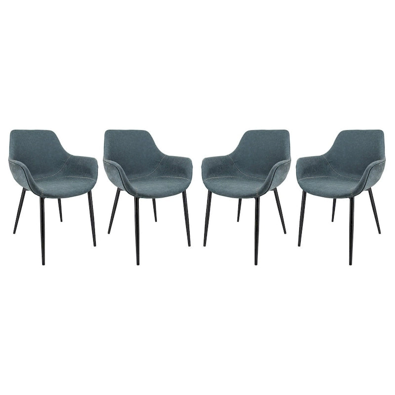 Leather Dining Chair with Iron Legs Set of 4 Modern Accent Armchair