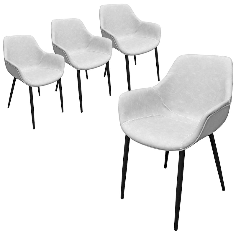 Leather Dining Chair with Iron Legs Set of 4 Modern Accent Armchair
