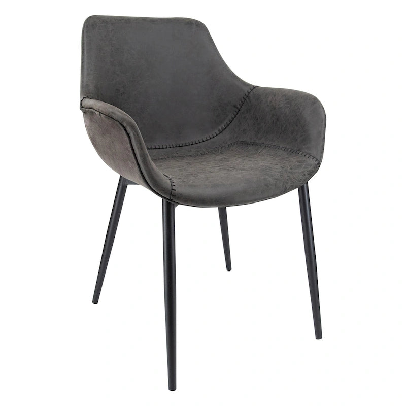 Leather Dining Chair with Iron Legs Set of 4 Modern Accent Armchair