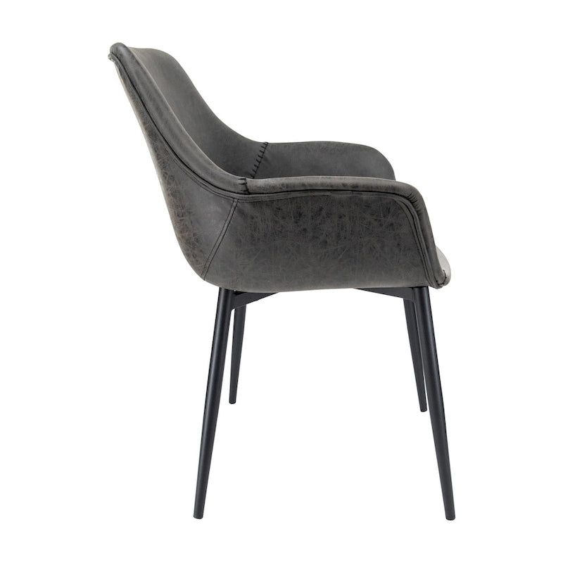 Leather Dining Chair with Iron Legs Set of 4 Modern Accent Armchair