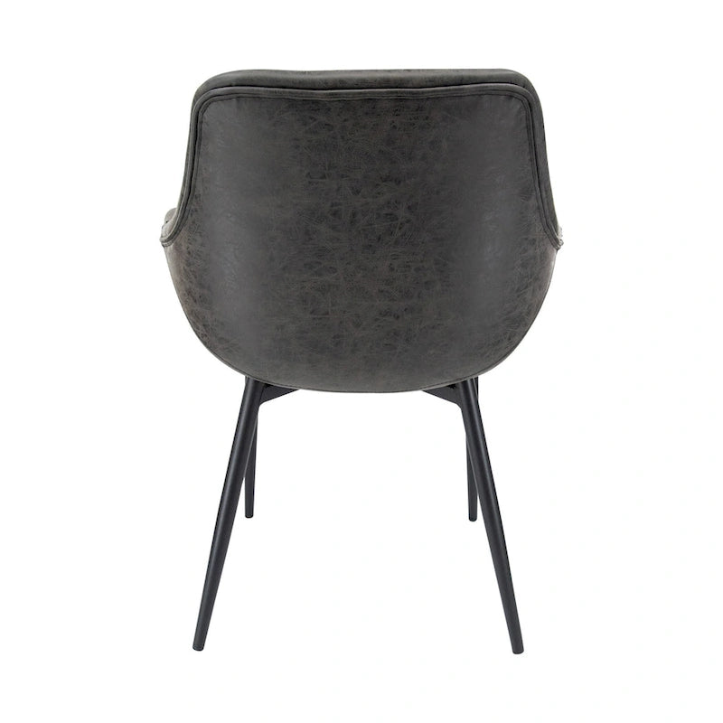 Leather Dining Chair with Iron Legs Set of 4 Modern Accent Armchair