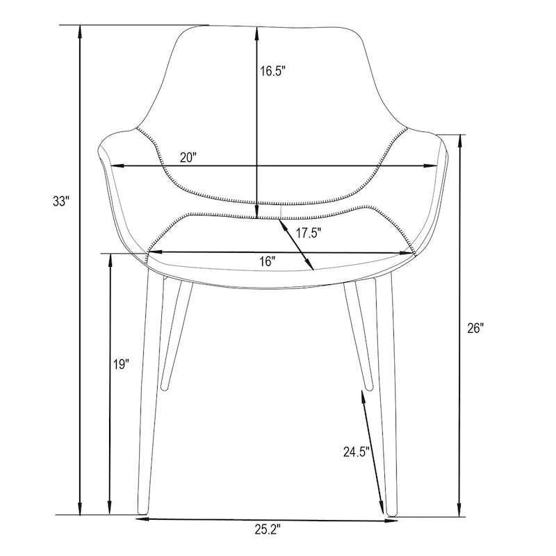 Leather Dining Chair with Iron Legs Set of 4 Modern Accent Armchair