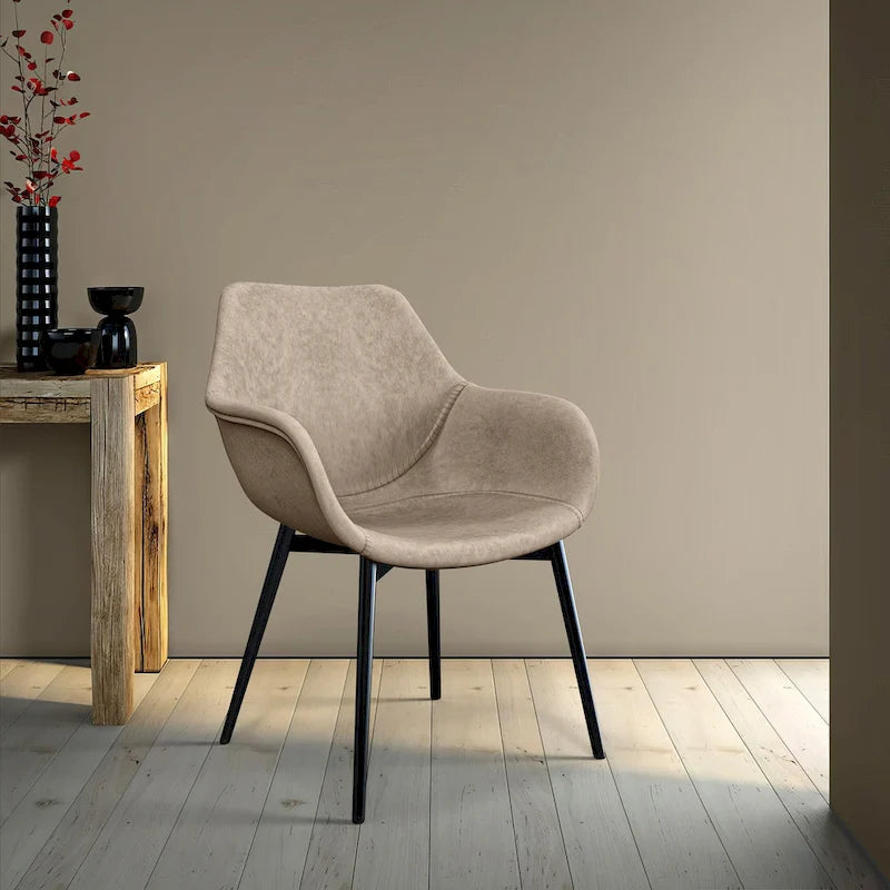 Leather Dining Chair with Iron Legs Set of 4 Modern Accent Armchair