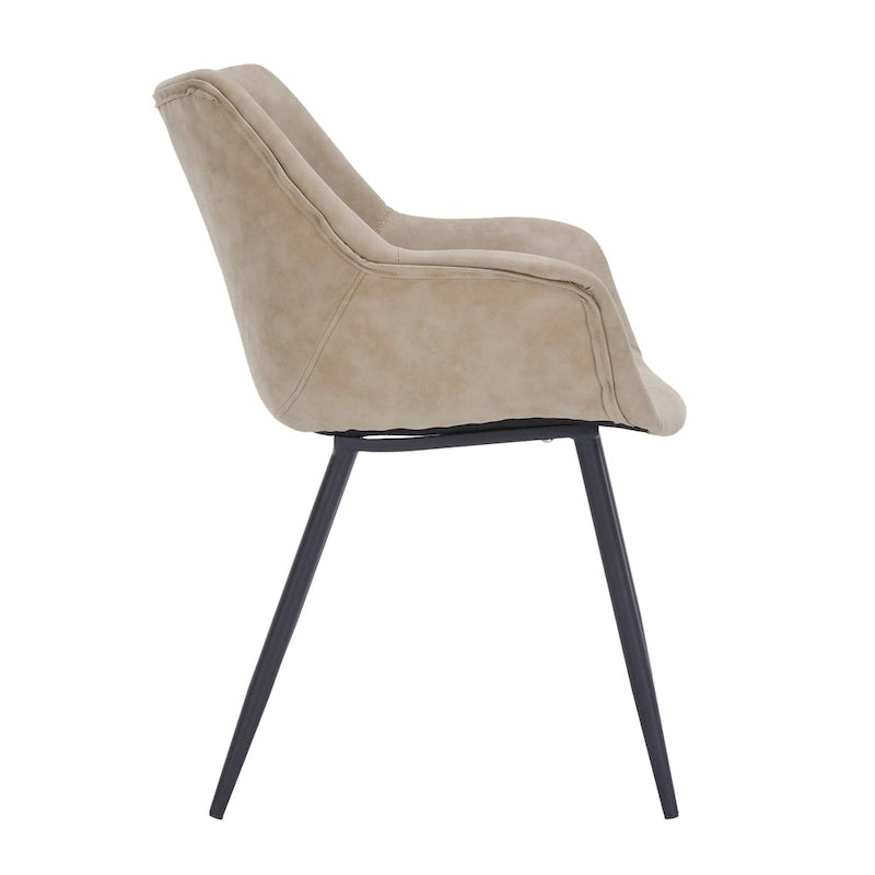 Leather Dining Chair with Iron Legs Set of 4 Modern Accent Armchair