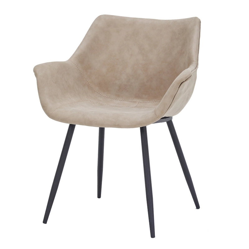 Leather Dining Chair with Iron Legs Set of 4 Modern Accent Armchair