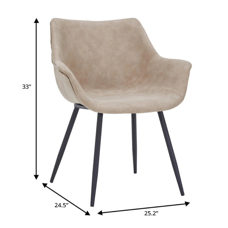 Leather Dining Chair with Iron Legs Set of 4 Modern Accent Armchair