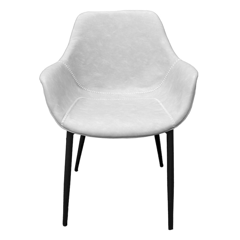 Leather Dining Chair with Iron Legs Set of 4 Modern Accent Armchair