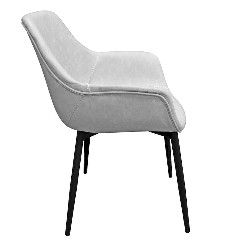 Leather Dining Chair with Iron Legs Set of 4 Modern Accent Armchair