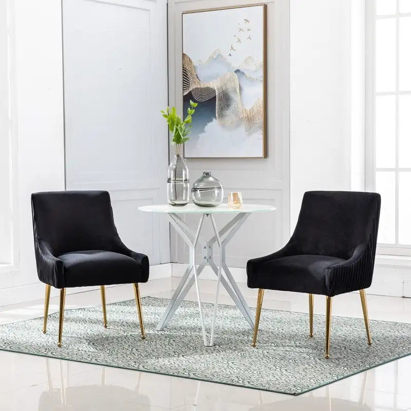Mid Century Velvet Accent Dining Chair Set of 2 with Rear Handle