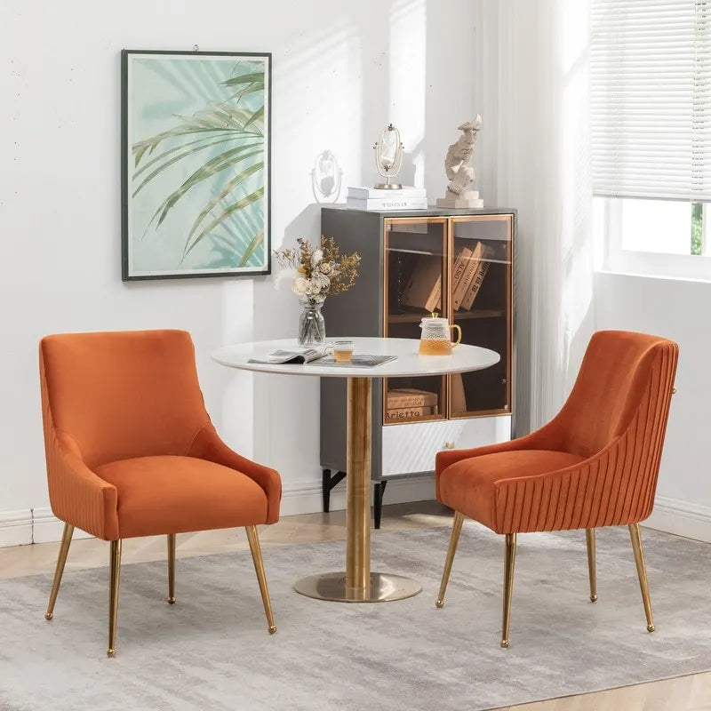 Mid Century Velvet Accent Dining Chair Set of 2 with Rear Handle