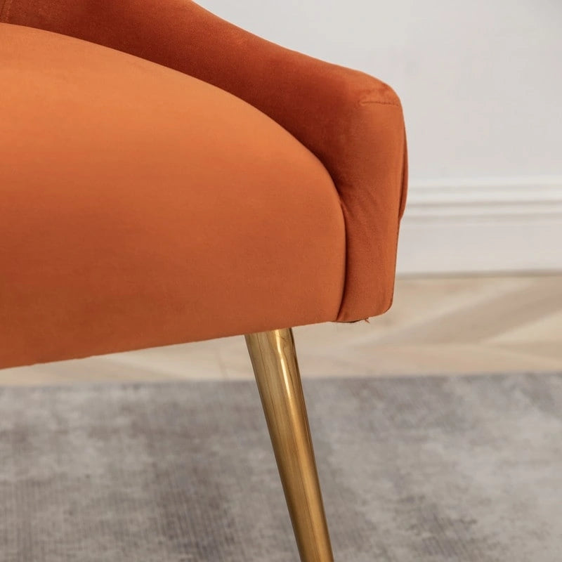 Mid Century Velvet Accent Dining Chair Set of 2 with Rear Handle