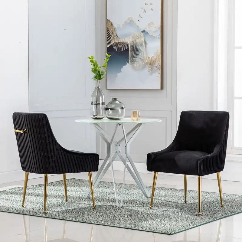 Mid Century Velvet Accent Dining Chair Set of 2 with Rear Handle