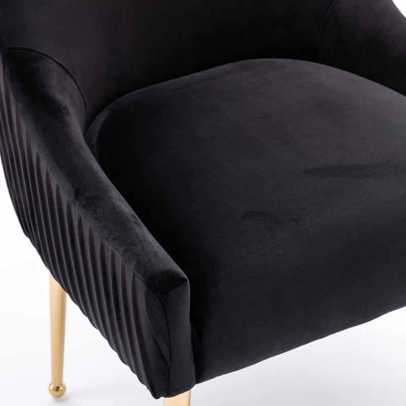 Mid Century Velvet Accent Dining Chair Set of 2 with Rear Handle