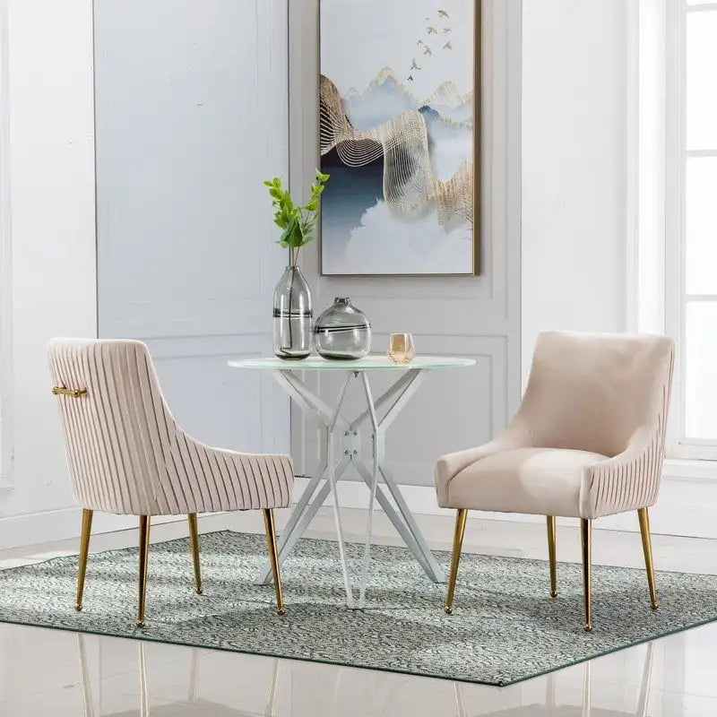 Mid Century Velvet Accent Dining Chair Set of 2 with Rear Handle