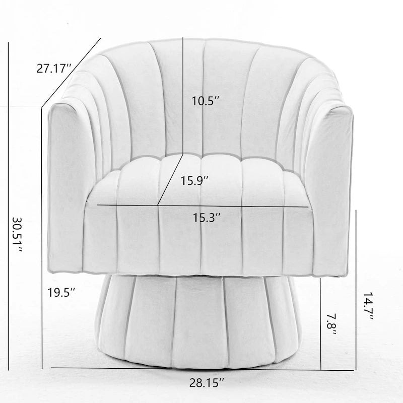 Mid-Century Swivel PU Leather Tufted Round Accent Barrel Chair set of 2