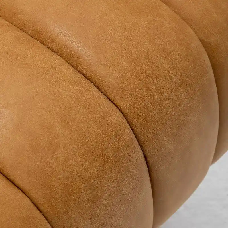 Mid-Century Swivel PU Leather Tufted Round Accent Barrel Chair set of 2