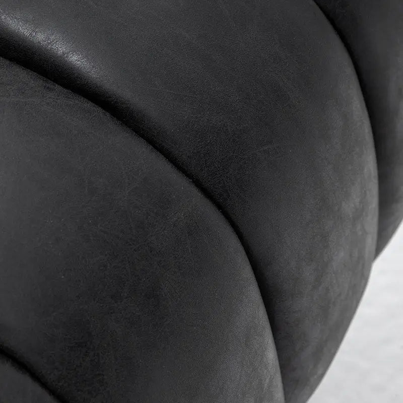 Mid-Century Swivel PU Leather Tufted Round Accent Barrel Chair set of 2