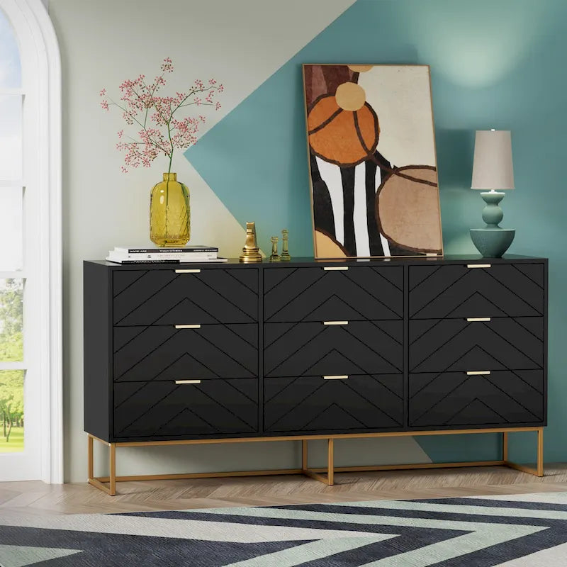 9 Drawer Chest Of Dresser Storage Tower Cabinet Bedroom Organizer Living Room