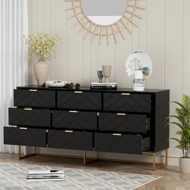 9 Drawer Chest Of Dresser Storage Tower Cabinet Bedroom Organizer Living Room