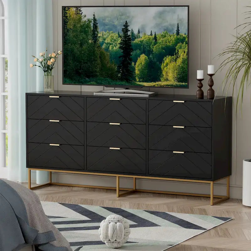 9 Drawer Chest Of Dresser Storage Tower Cabinet Bedroom Organizer Living Room