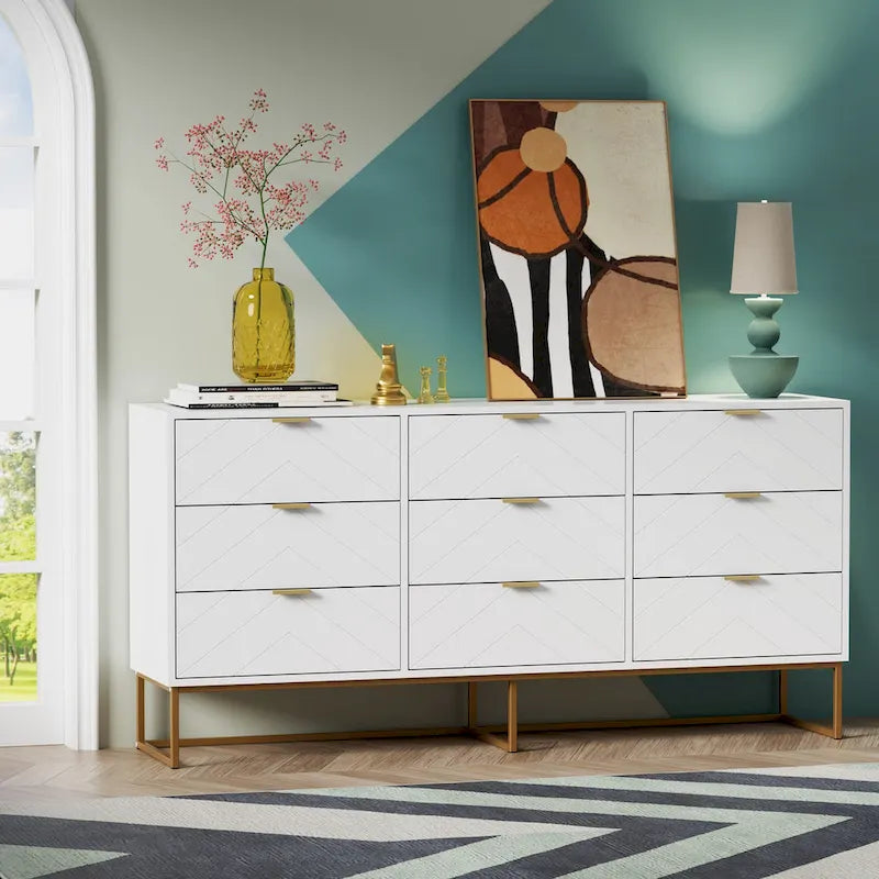 9 Drawer Chest Of Dresser Storage Tower Cabinet Bedroom Organizer Living Room
