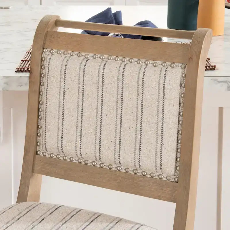 Rustic Grey Solid Wood Striped 26-Inch Counter Stool