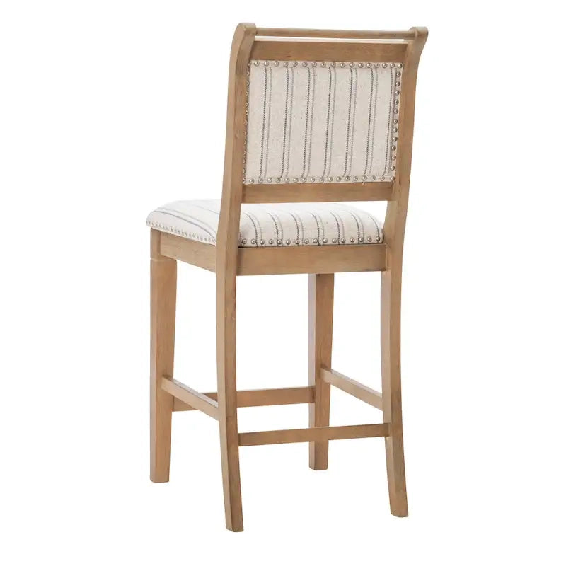 Rustic Grey Solid Wood Striped 26-Inch Counter Stool