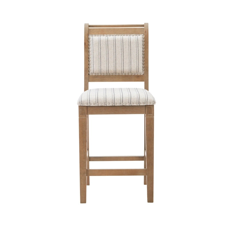 Rustic Grey Solid Wood Striped 26-Inch Counter Stool