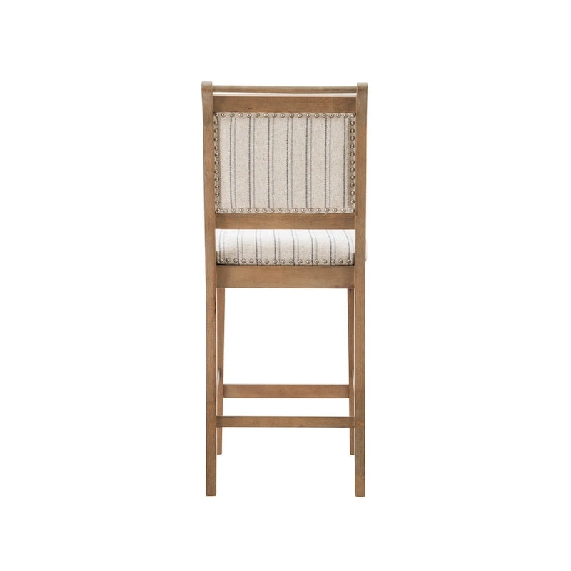Rustic Grey Solid Wood Striped 26-Inch Counter Stool