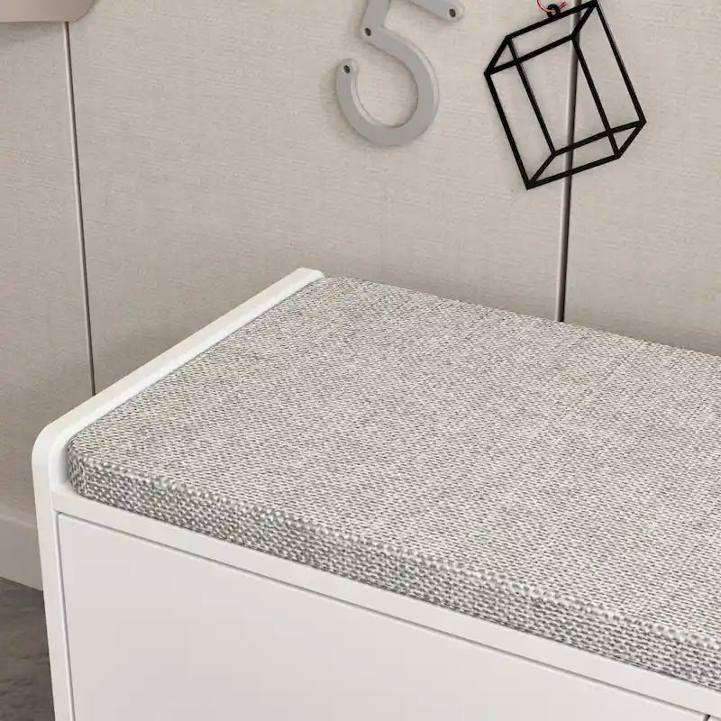 Hallway Shoes Storage Cabinet Bench with 2-Door & Padded Seat Cushion