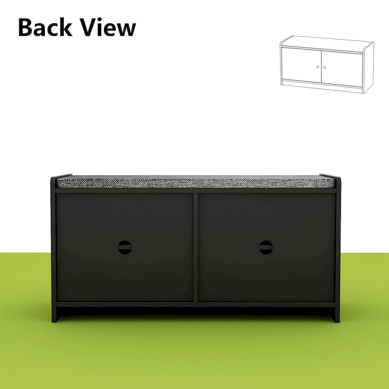 Hallway Shoes Storage Cabinet Bench with 2-Door & Padded Seat Cushion