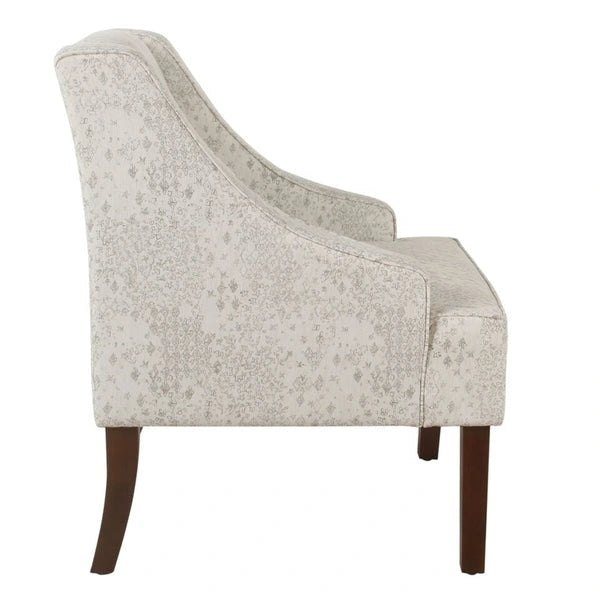 Cream/ Gray Vintage Stencil Accent Chair