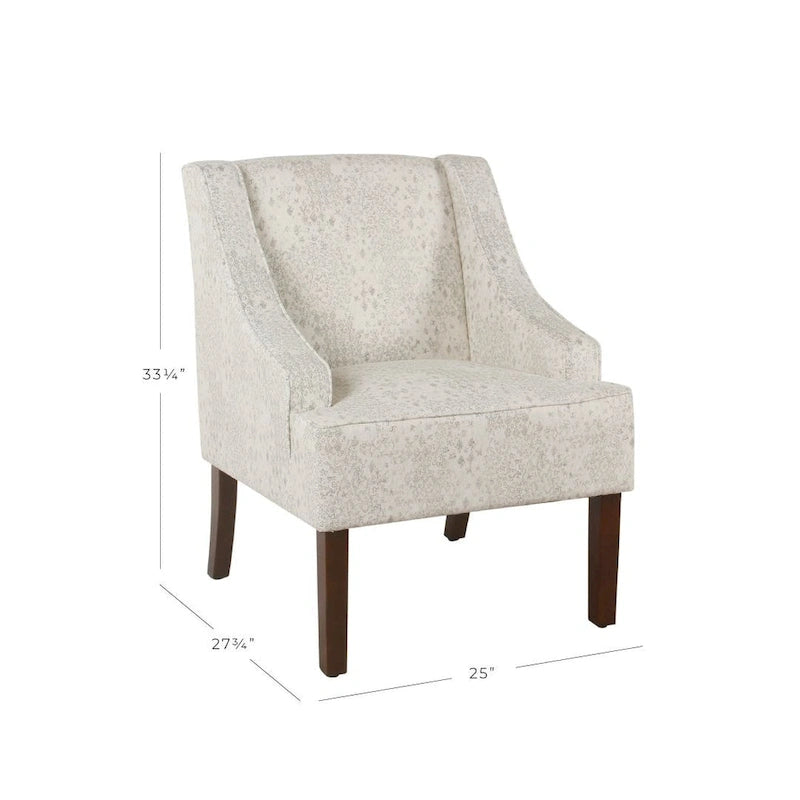Cream/ Gray Vintage Stencil Accent Chair