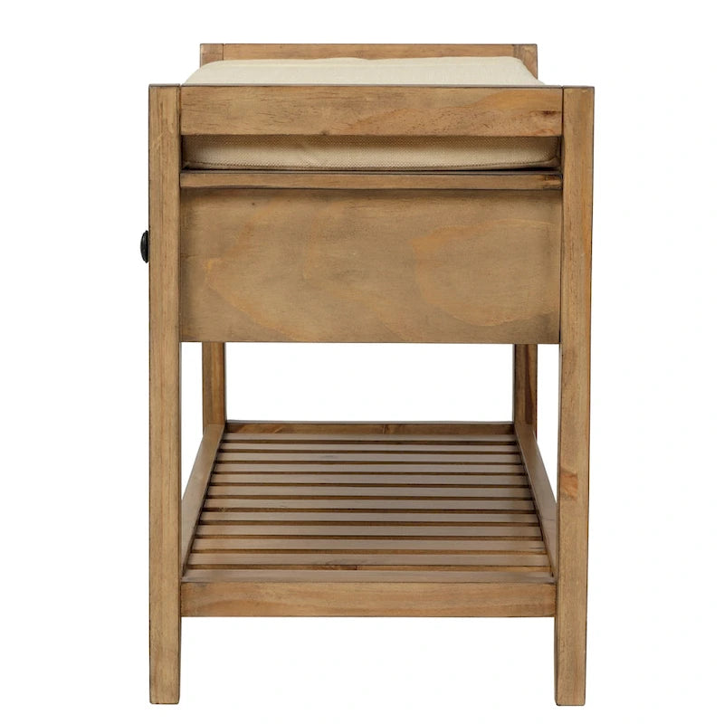 Entryway Storage Bench with Cushioned Seat and Drawers - 39L x 14W x 19.8H
