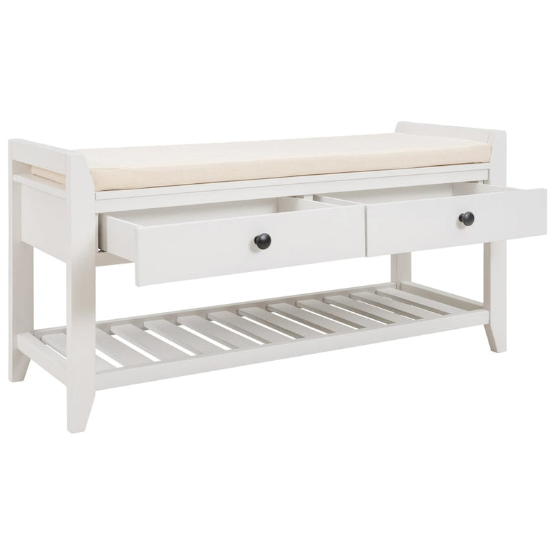 Entryway Storage Bench with Cushioned Seat and Drawers - 39L x 14W x 19.8H